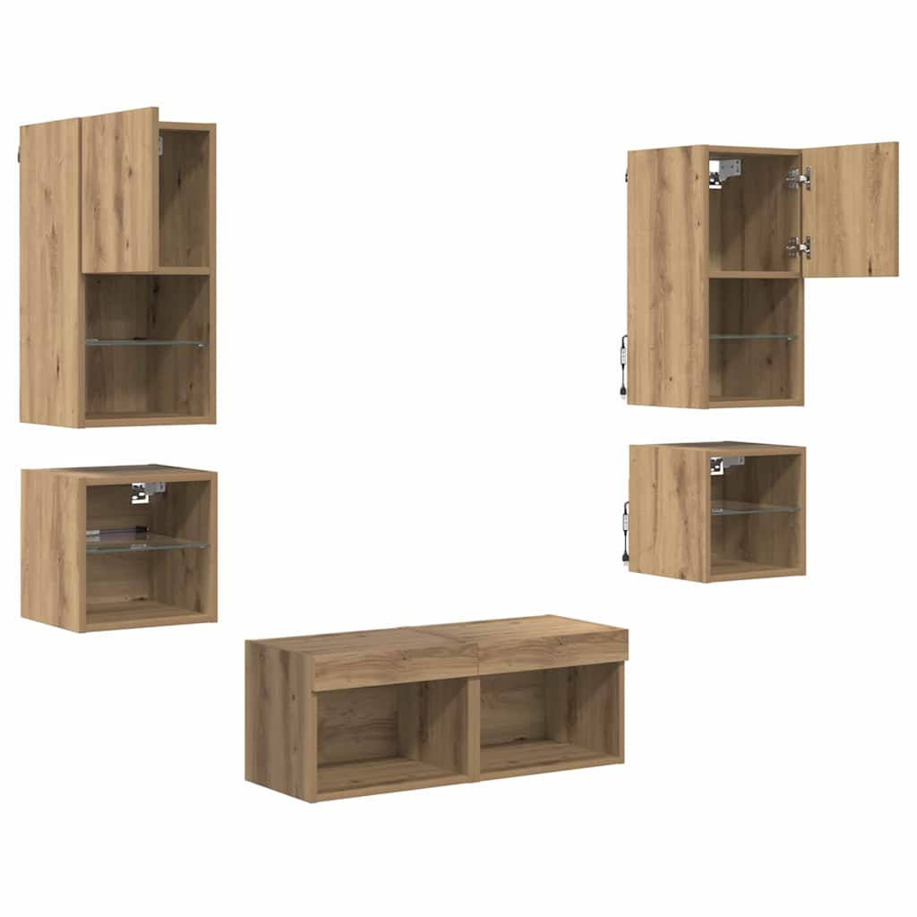 TV zidne jedinice 8 pcs Umjetnički hrast Konstruirano drvo
