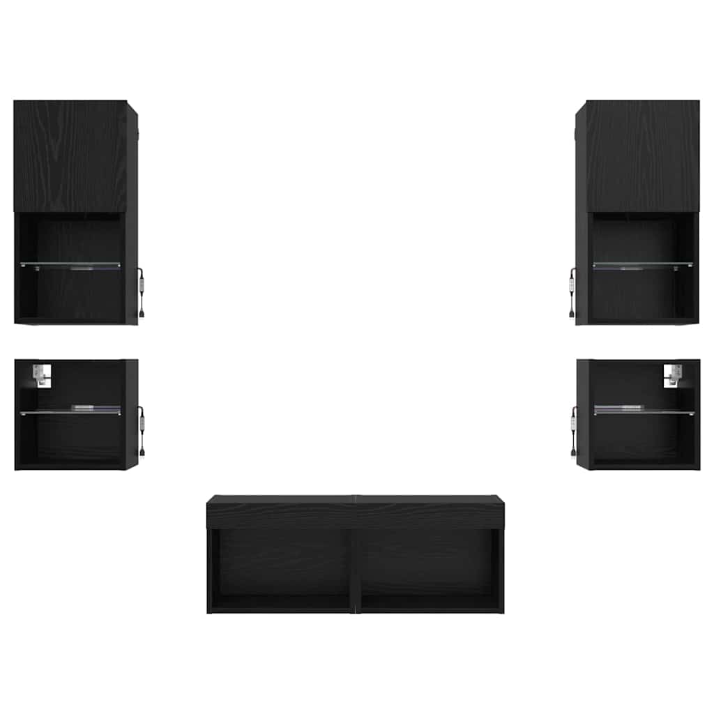TV zidne jedinice 8 pcs Crni hrast Konstruirano drvo