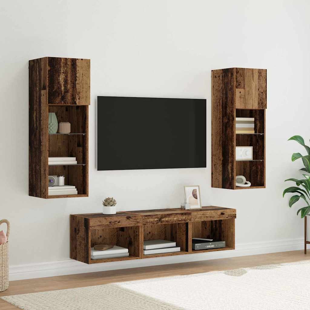 TV zidne jedinice Zidne 5 pcs Crni hrast Konstruirano drvo