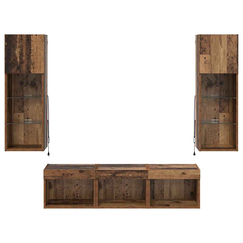 TV zidne jedinice Zidne 5 pcs Crni hrast Konstruirano drvo