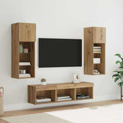 TV zidne jedinice Zidne 5 pcs Crni hrast Konstruirano drvo