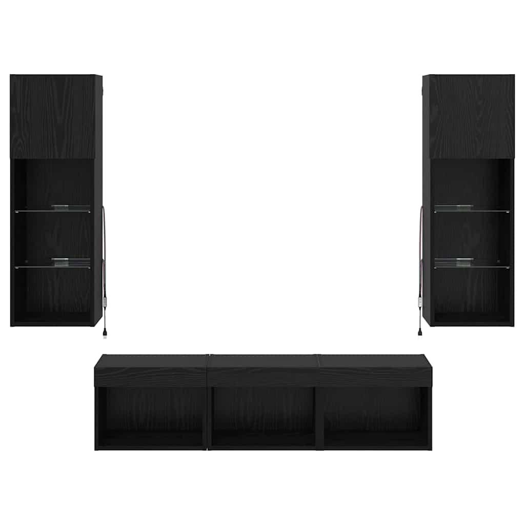 TV zidne jedinice Zidne 5 pcs Crni hrast Konstruirano drvo
