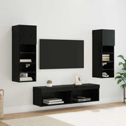 TV zidna jedinica Zidne 6 pcs Crni hrast Konstruirano drvo