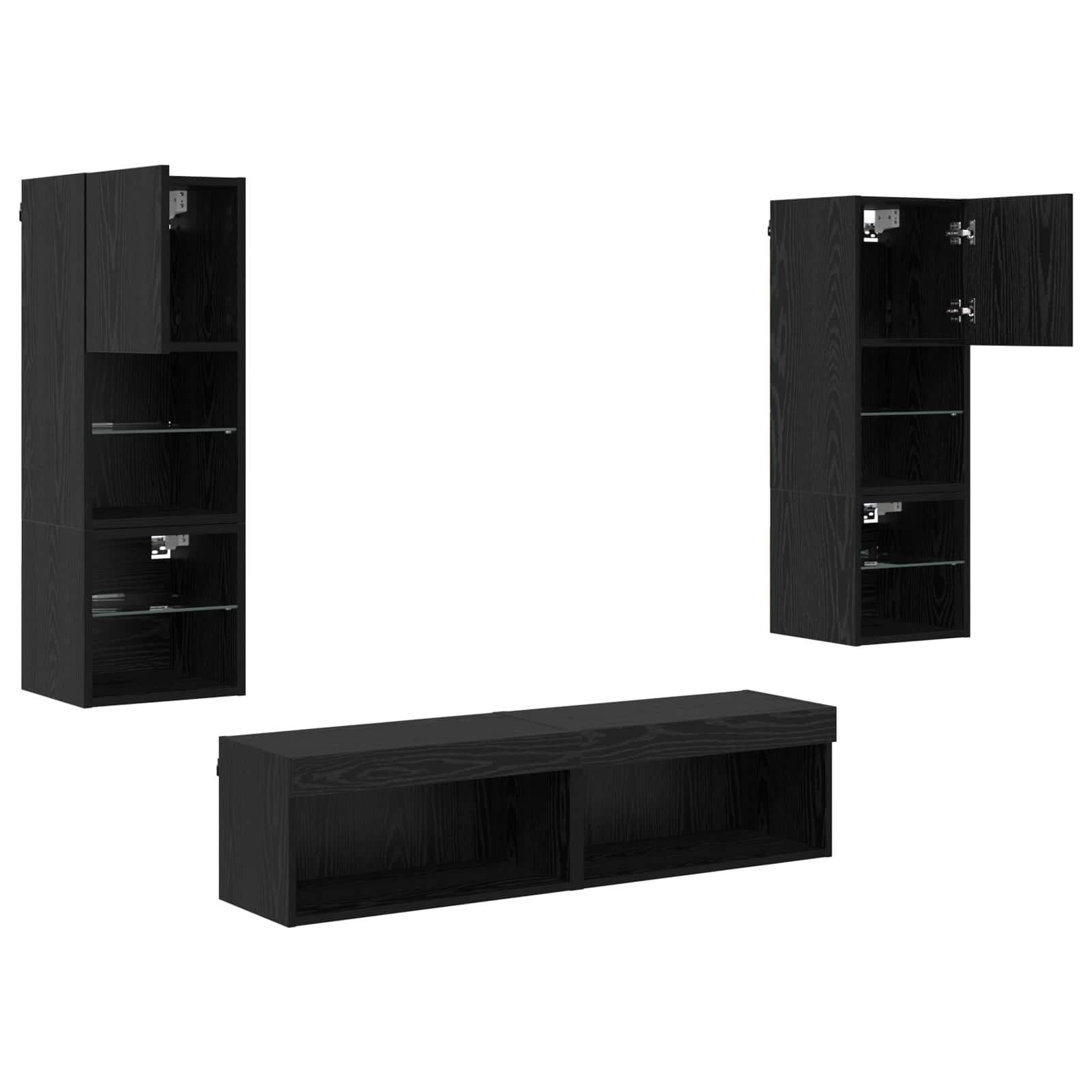 TV zidna jedinica Zidne 6 pcs Crni hrast Konstruirano drvo