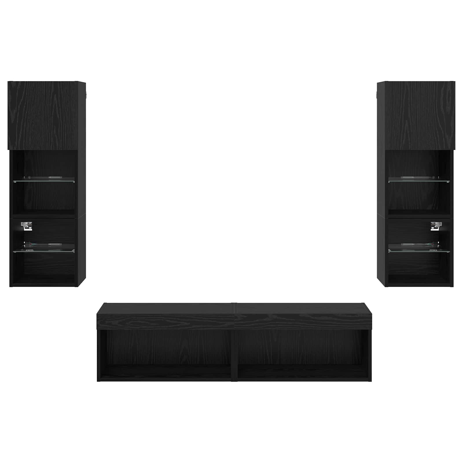 TV zidna jedinica Zidne 6 pcs Crni hrast Konstruirano drvo
