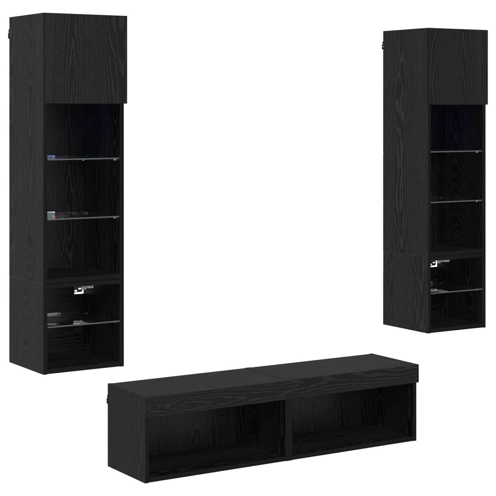 TV zidna jedinica Zidne 6 pcs Crni hrast Konstruirano drvo