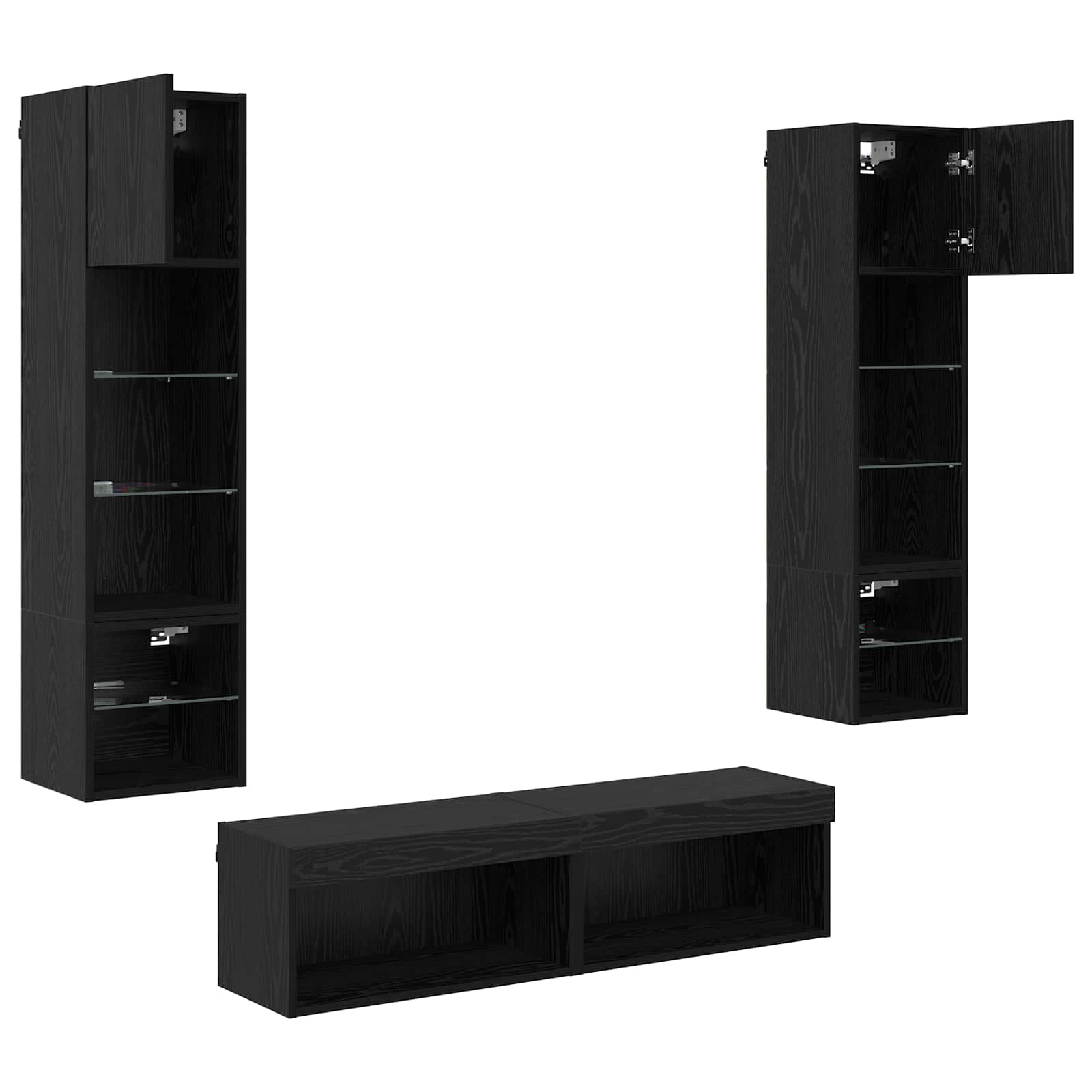 TV zidna jedinica Zidne 6 pcs Crni hrast Konstruirano drvo