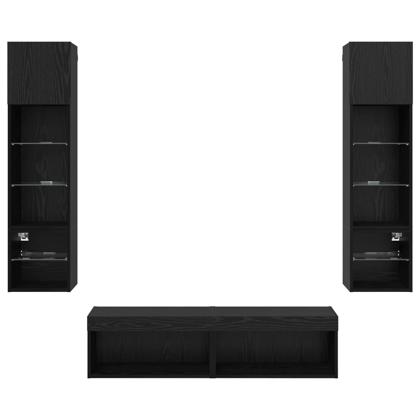 TV zidna jedinica Zidne 6 pcs Crni hrast Konstruirano drvo
