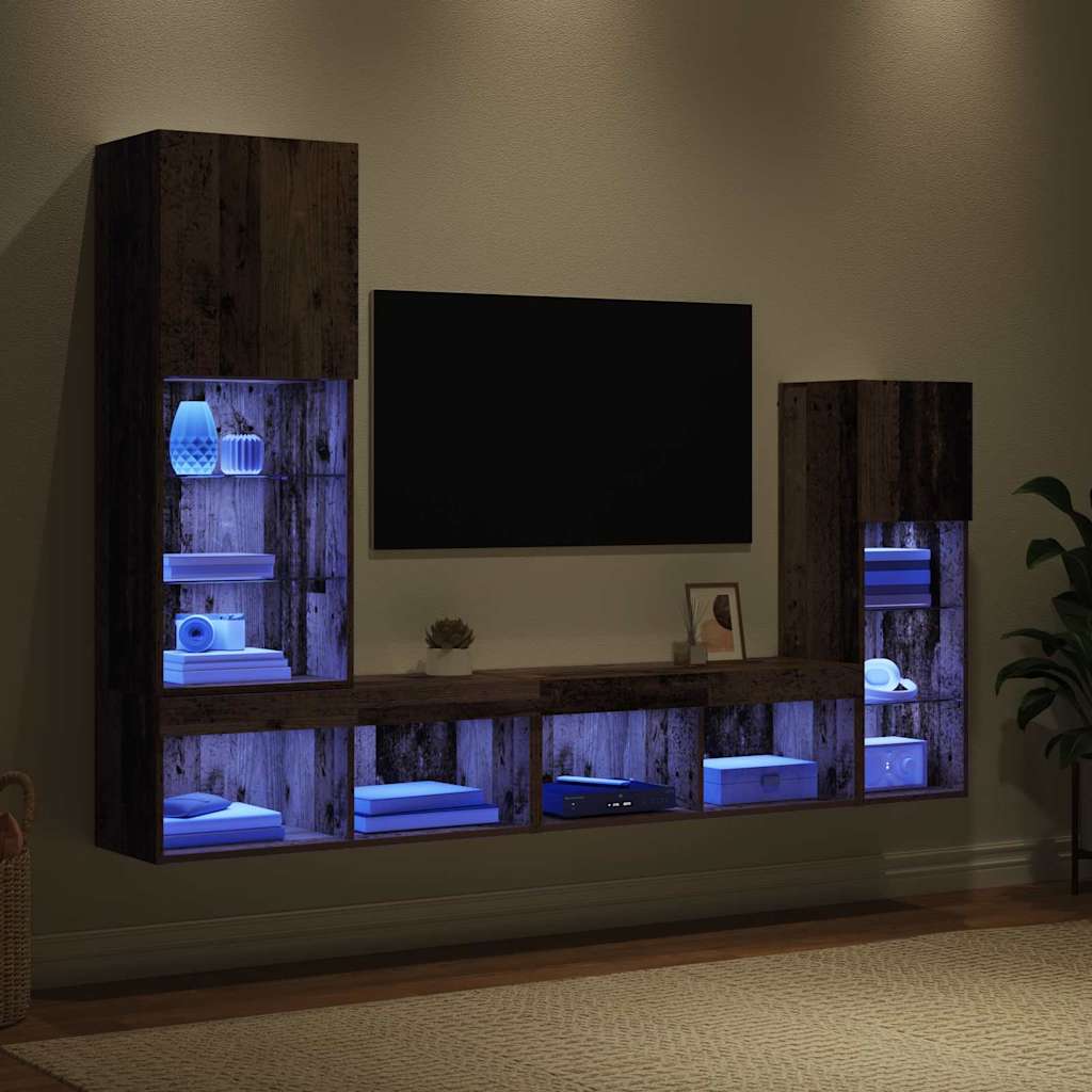 TV zidne jedinice Zidne 4 pcs Staro drvo Konstruirano drvo