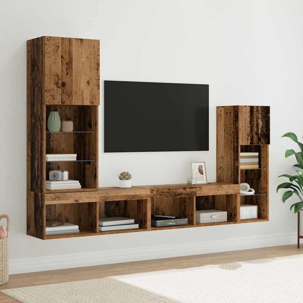 TV zidne jedinice Zidne 4 pcs Staro drvo Konstruirano drvo