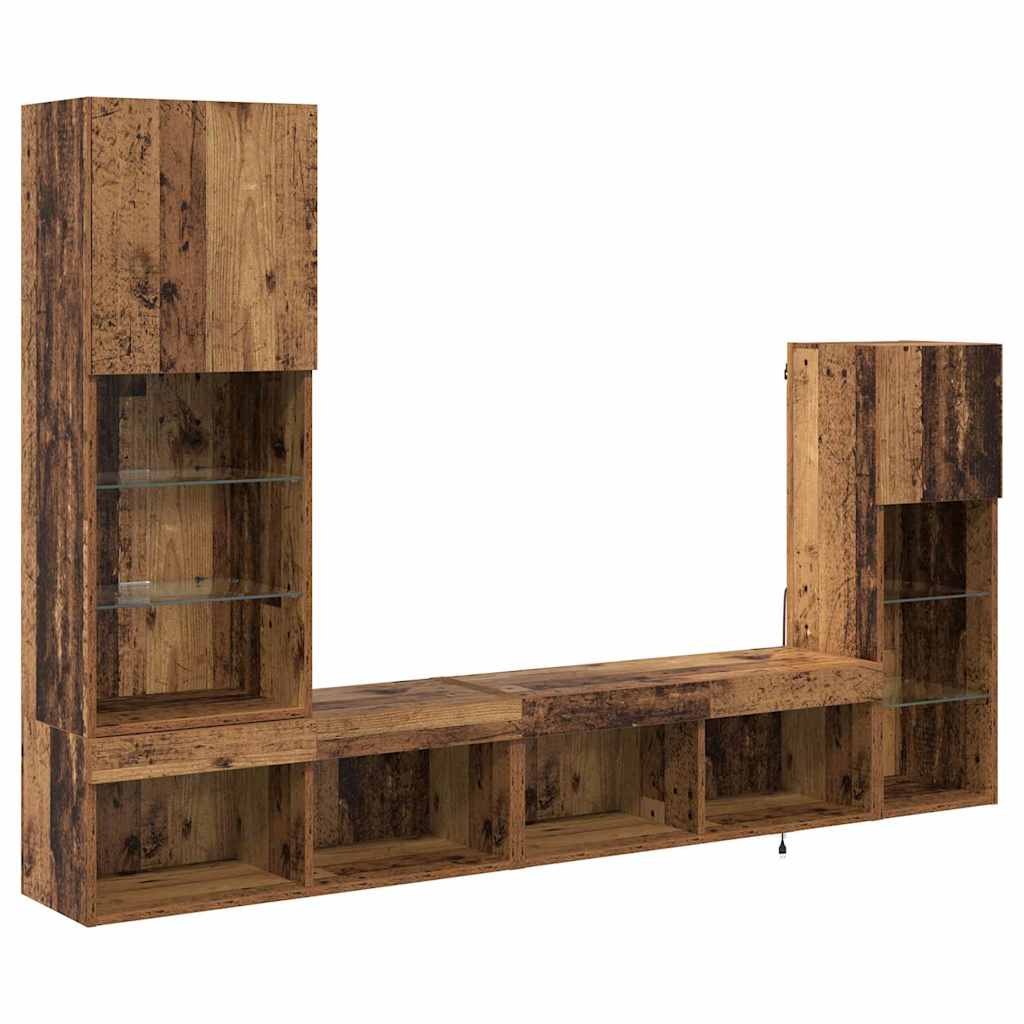 TV zidne jedinice Zidne 4 pcs Staro drvo Konstruirano drvo