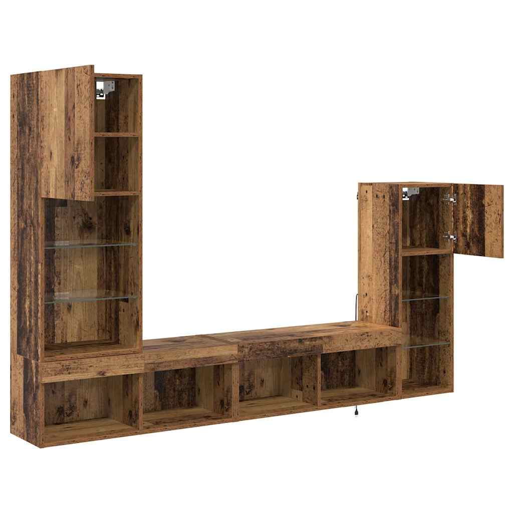 TV zidne jedinice Zidne 4 pcs Staro drvo Konstruirano drvo