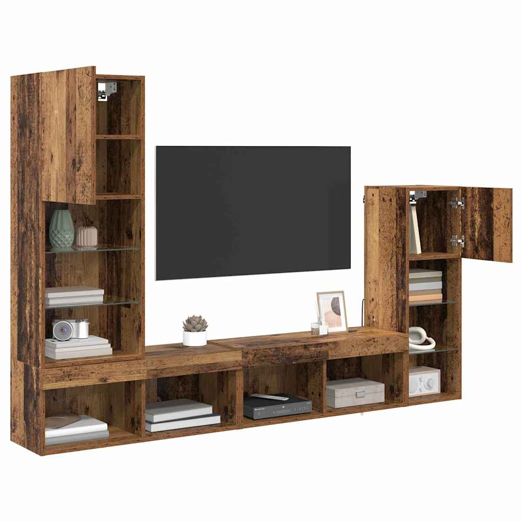 TV zidne jedinice Zidne 4 pcs Staro drvo Konstruirano drvo