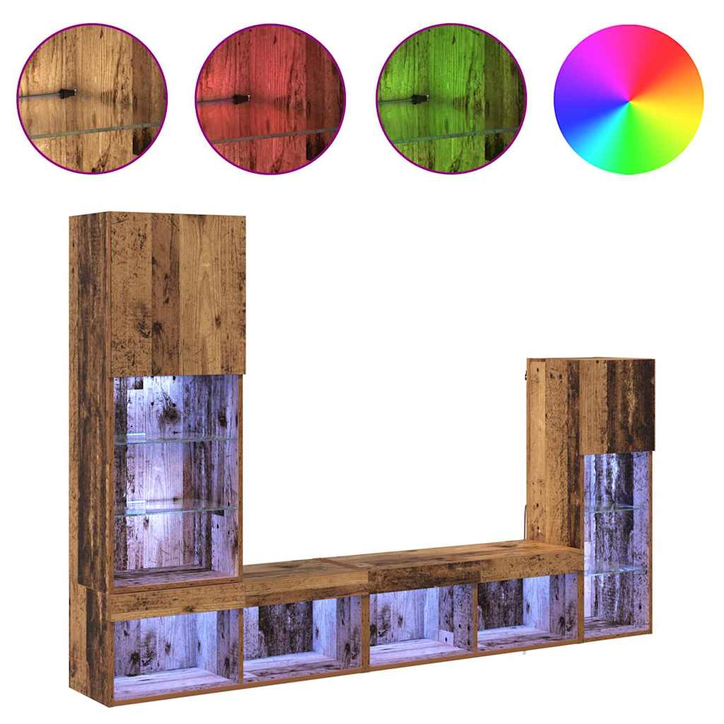 TV zidne jedinice Zidne 4 pcs Staro drvo Konstruirano drvo