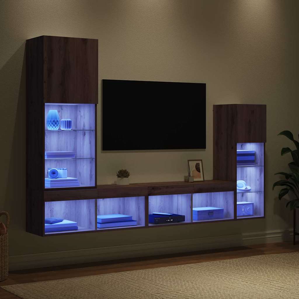 TV zidne jedinice 4 pcs Umjetnički hrast Konstruirano drvo