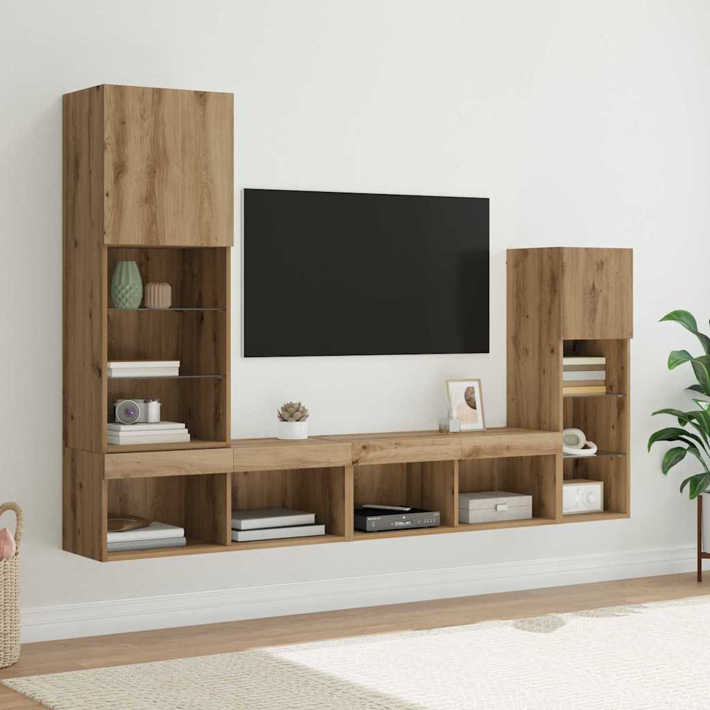 TV zidne jedinice 4 pcs Umjetnički hrast Konstruirano drvo
