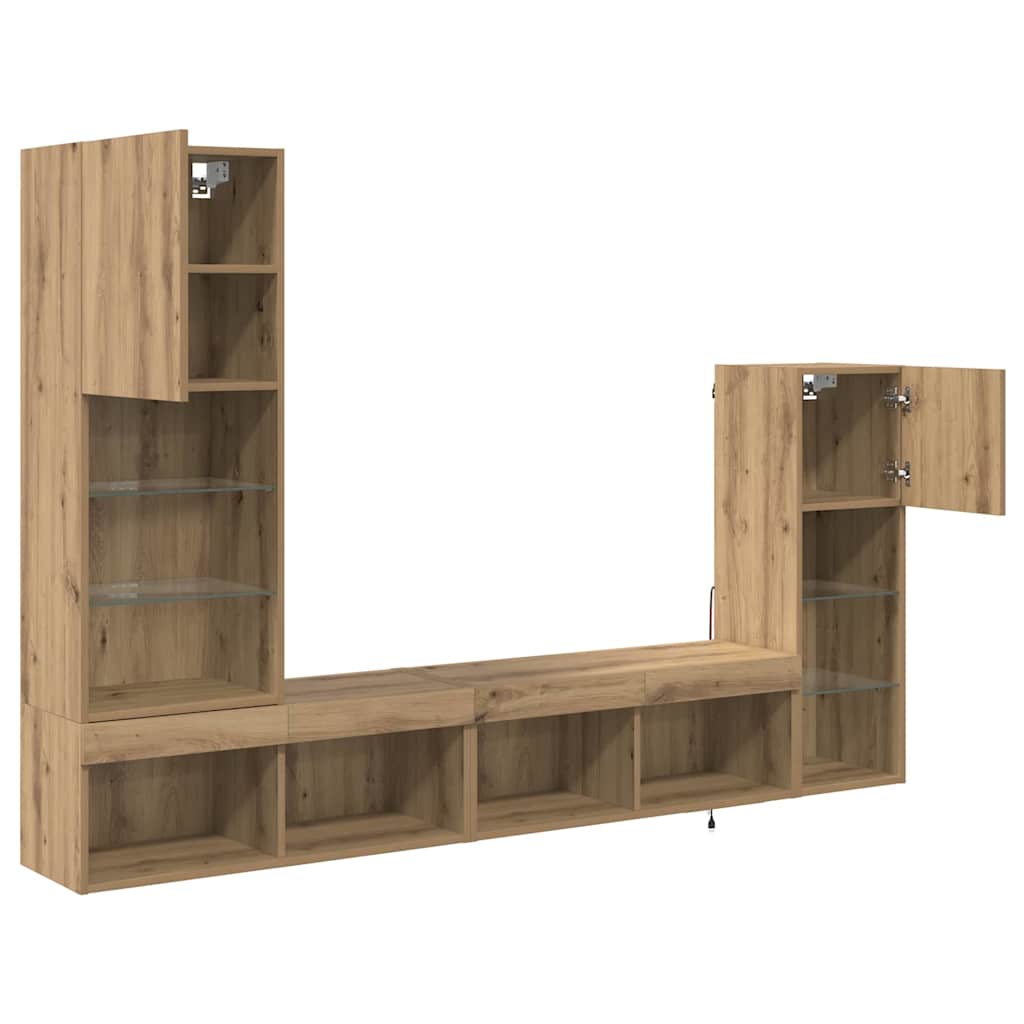 TV zidne jedinice 4 pcs Umjetnički hrast Konstruirano drvo