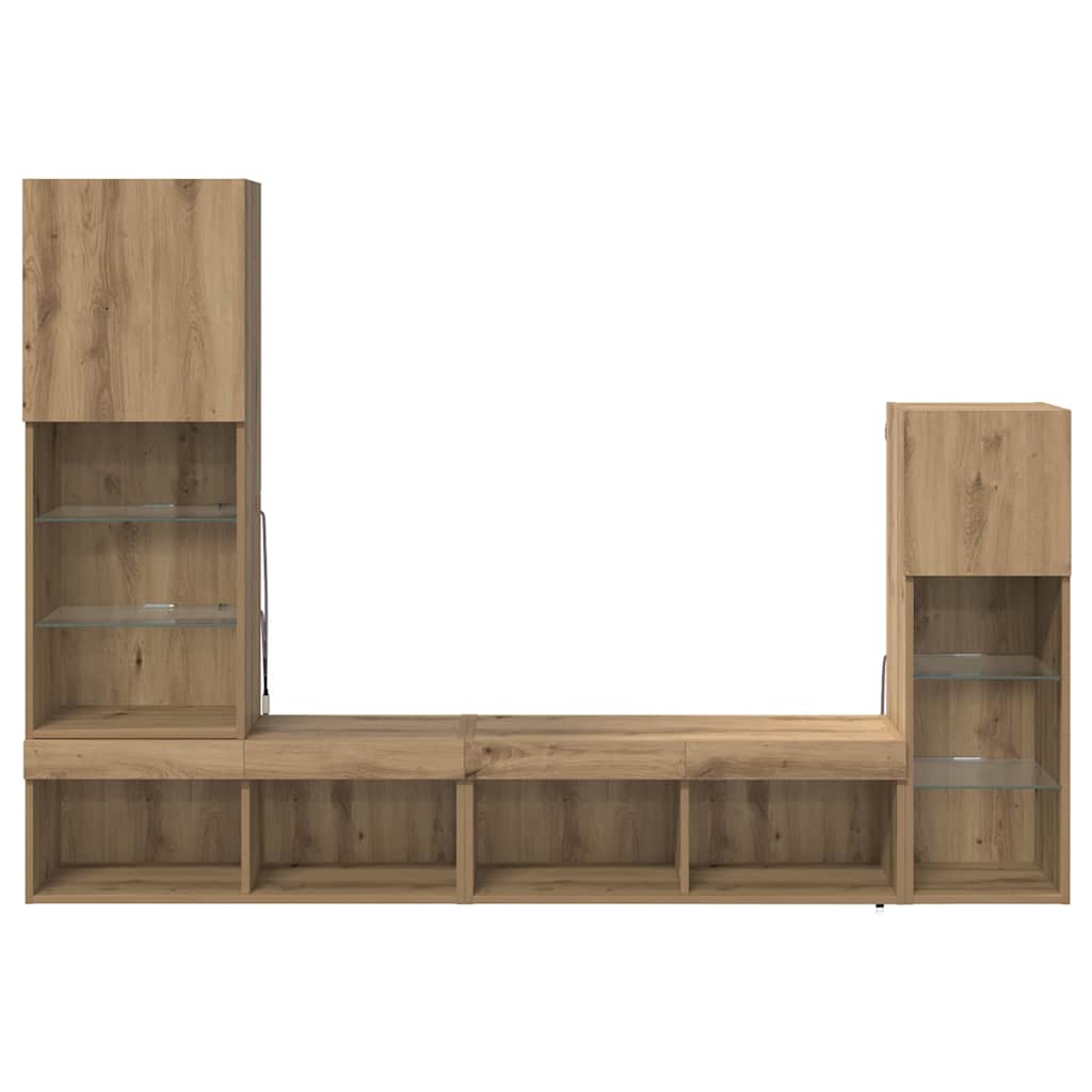 TV zidne jedinice 4 pcs Umjetnički hrast Konstruirano drvo