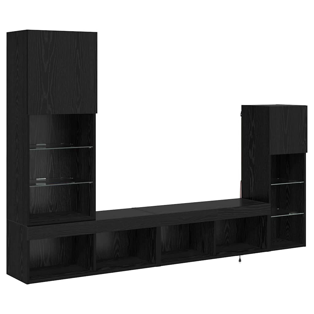 TV zidne jedinice Zidne 4 pcs Crni hrast Konstruirano drvo