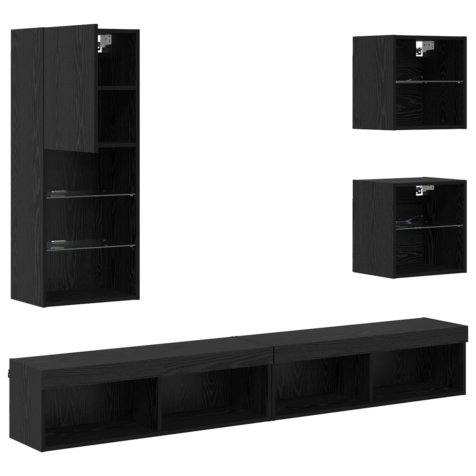 TV zidne jedinice s LED-om 5 pcs Crni hrast Konstruirano drvo