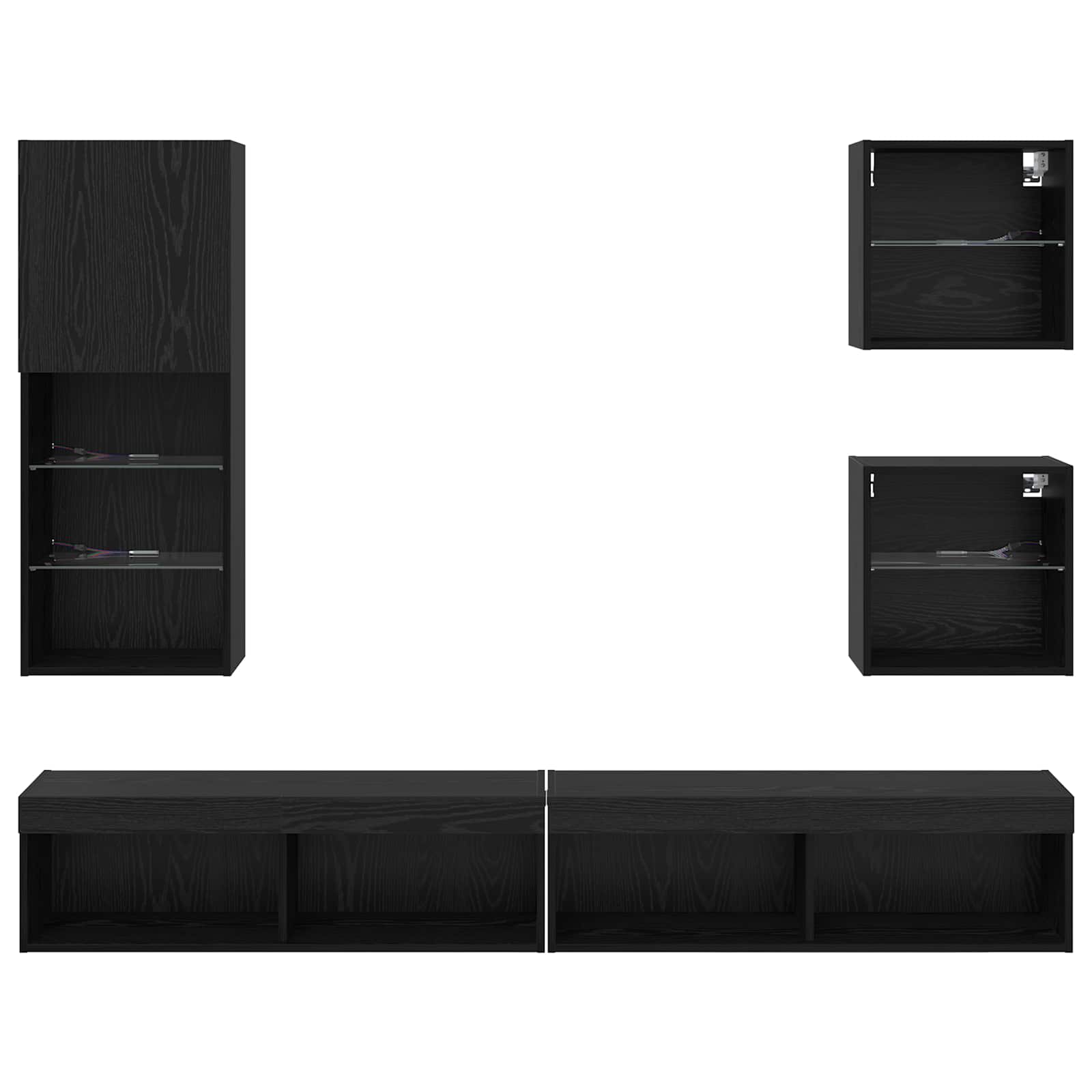TV zidne jedinice s LED-om 5 pcs Crni hrast Konstruirano drvo
