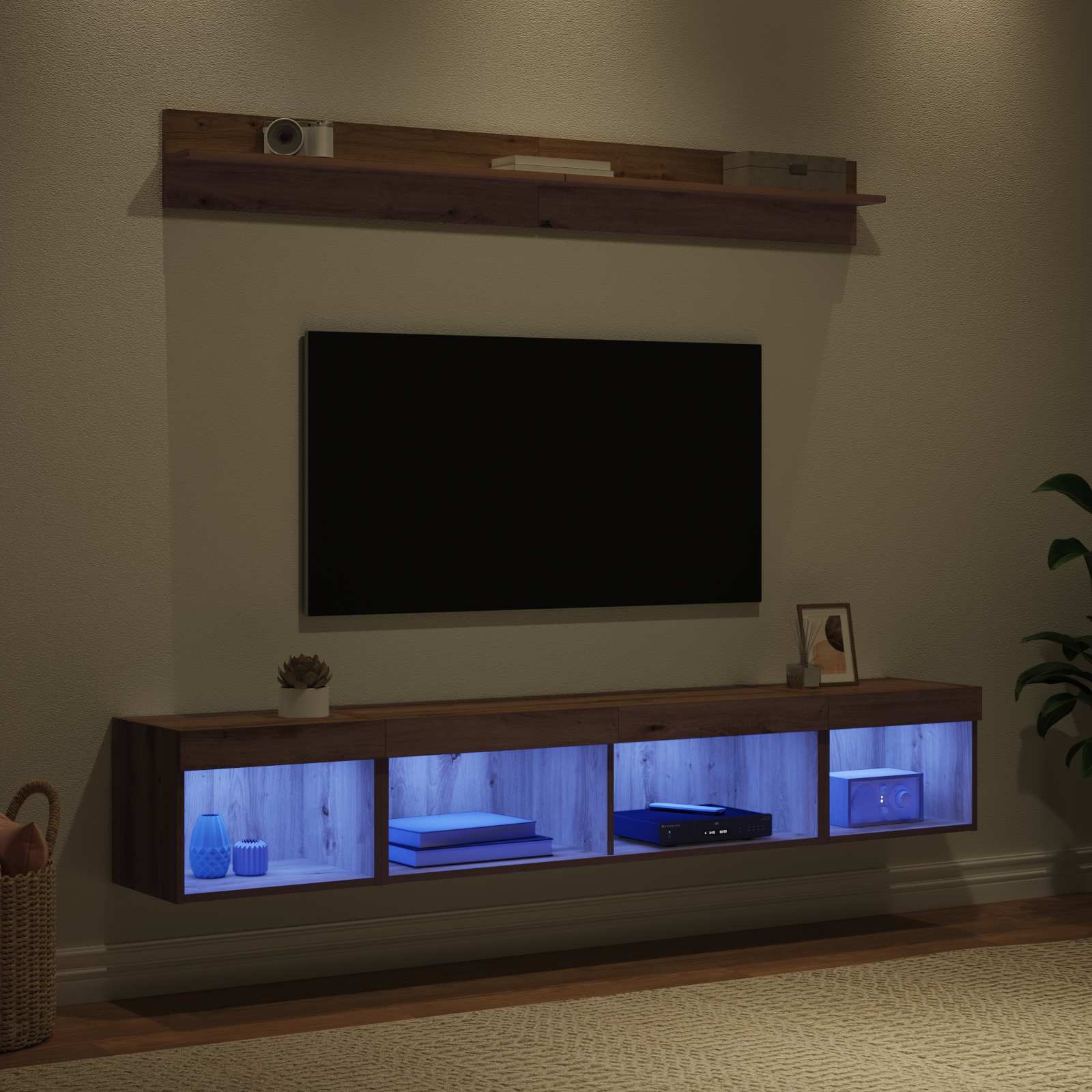 Set zidnog ormarića za TV Zidne 5 pcs Umjetnički hrast