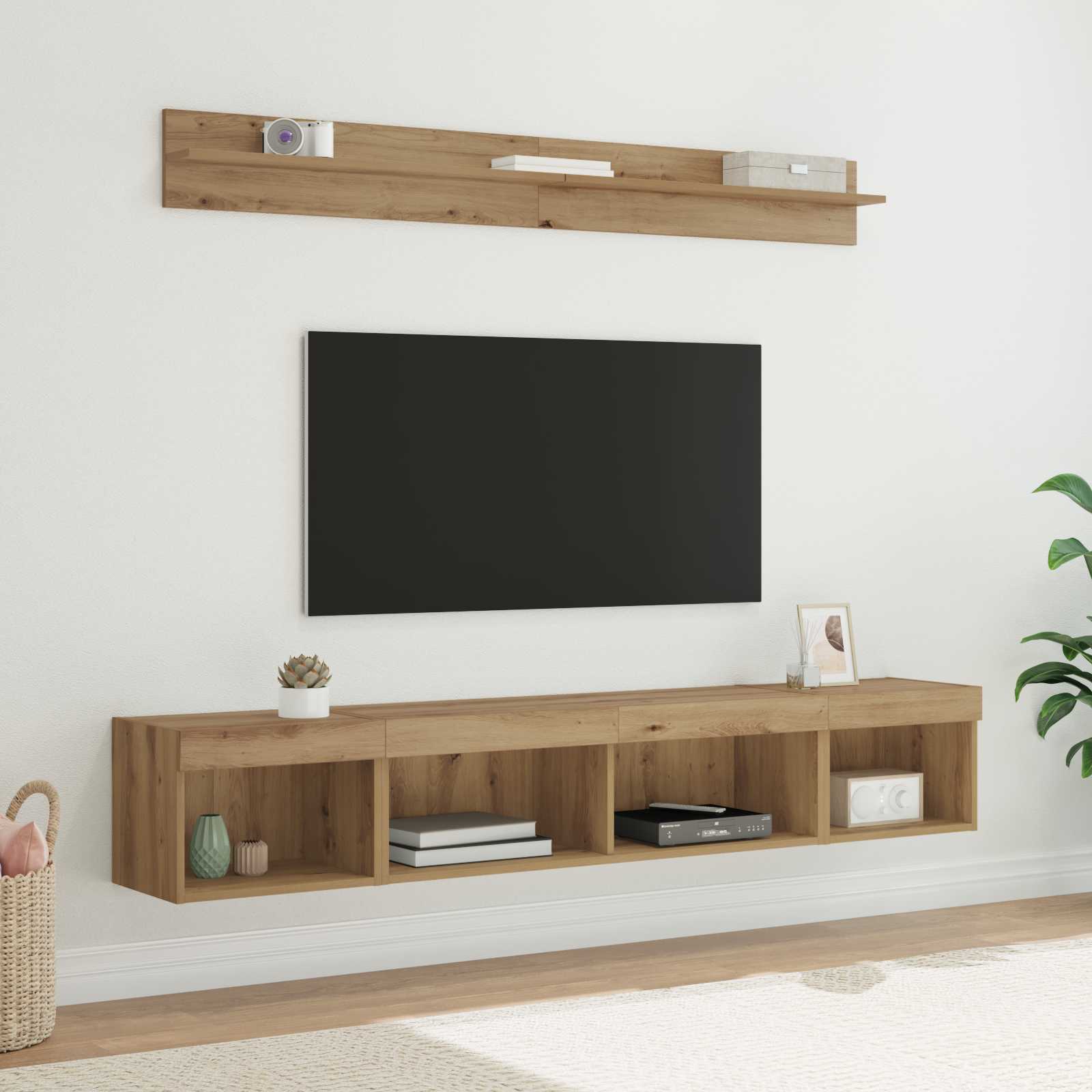 Set zidnog ormarića za TV Zidne 5 pcs Umjetnički hrast