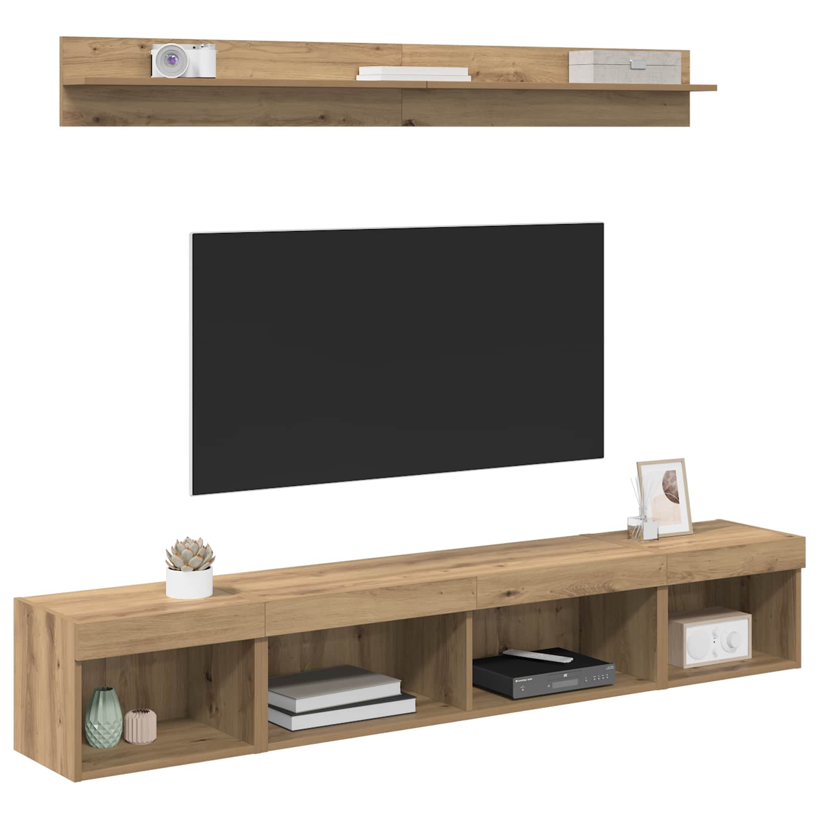 Set zidnog ormarića za TV Zidne 5 pcs Umjetnički hrast