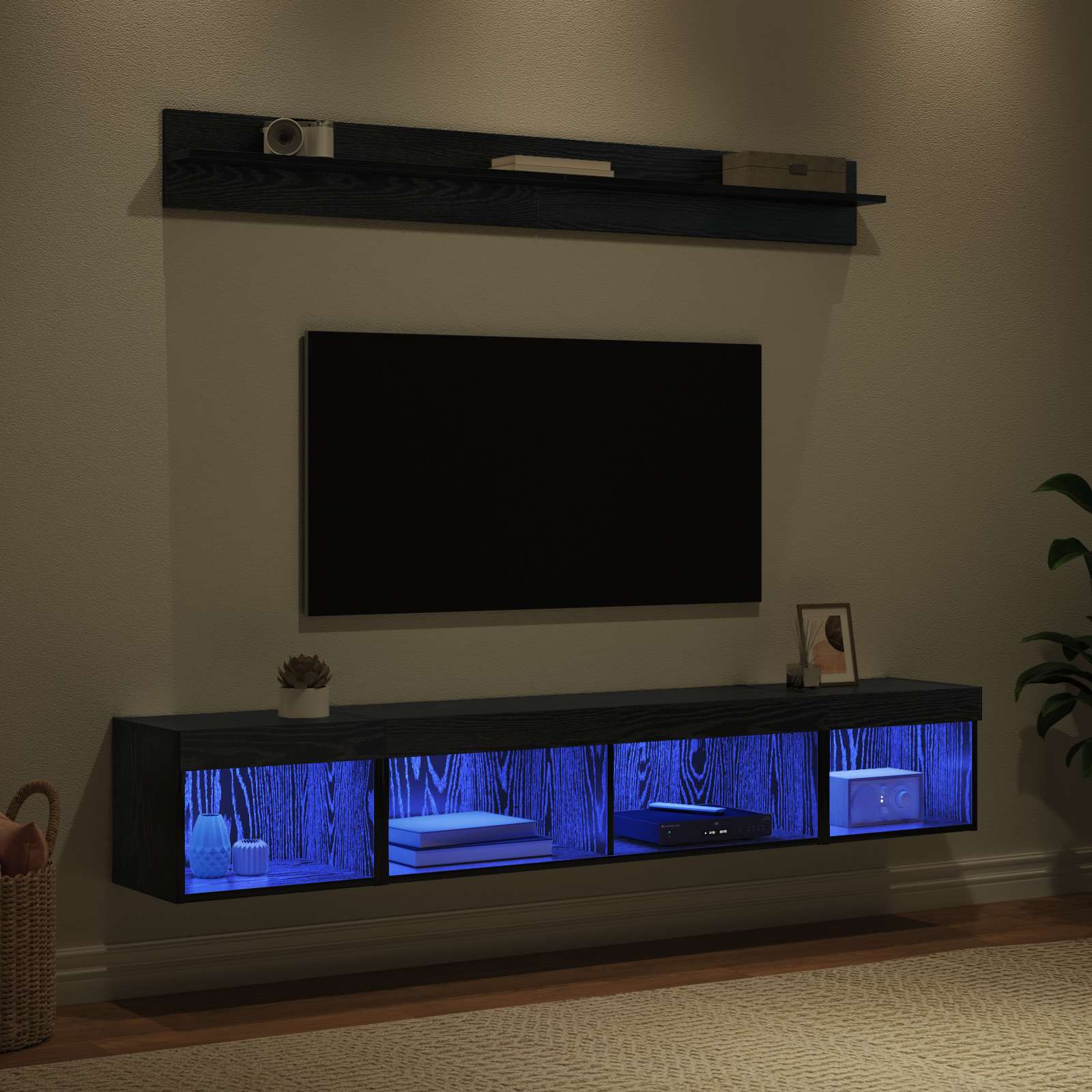 Set zidnog ormarića za TV 5 pcs Crni hrast Konstruirano drvo