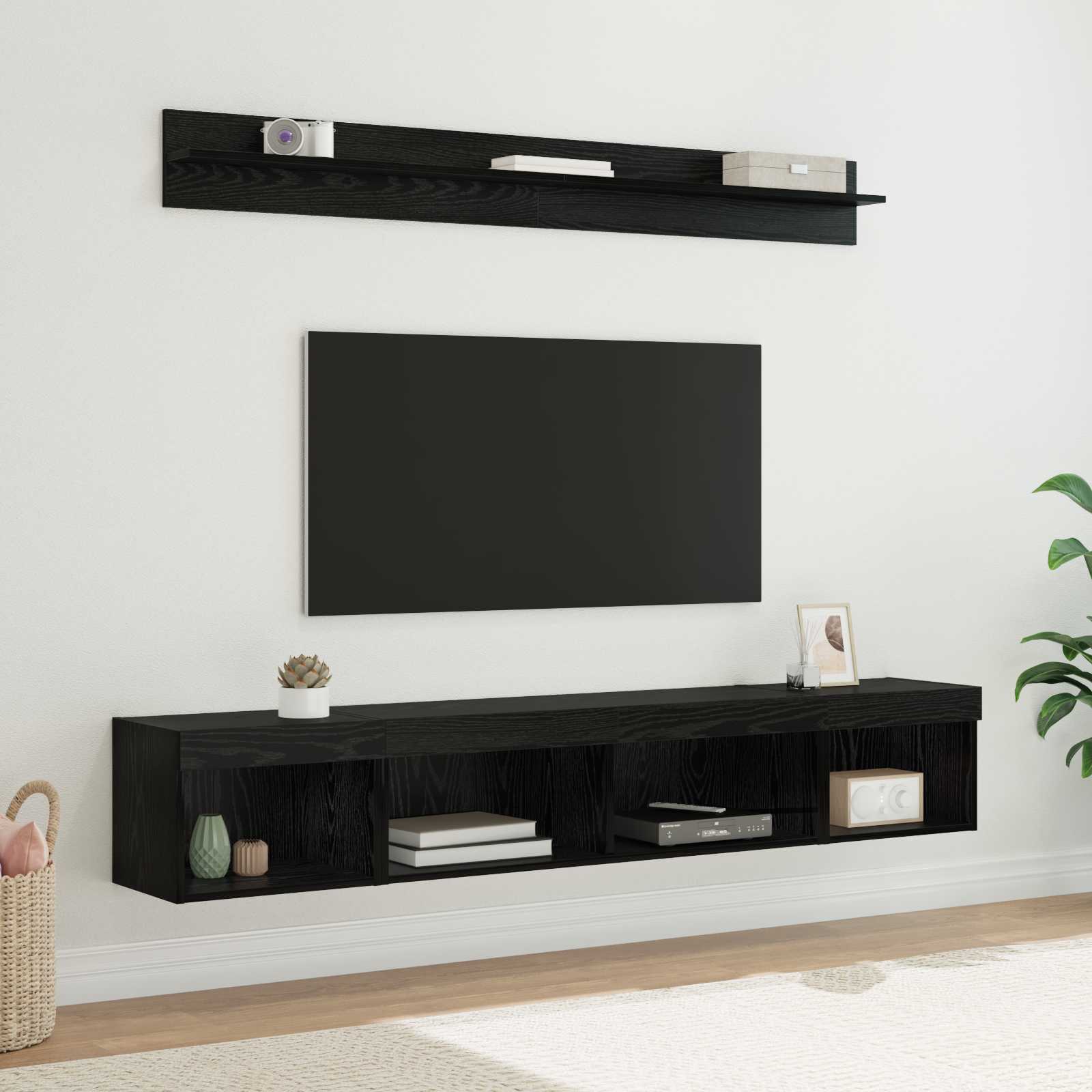 Set zidnog ormarića za TV 5 pcs Crni hrast Konstruirano drvo