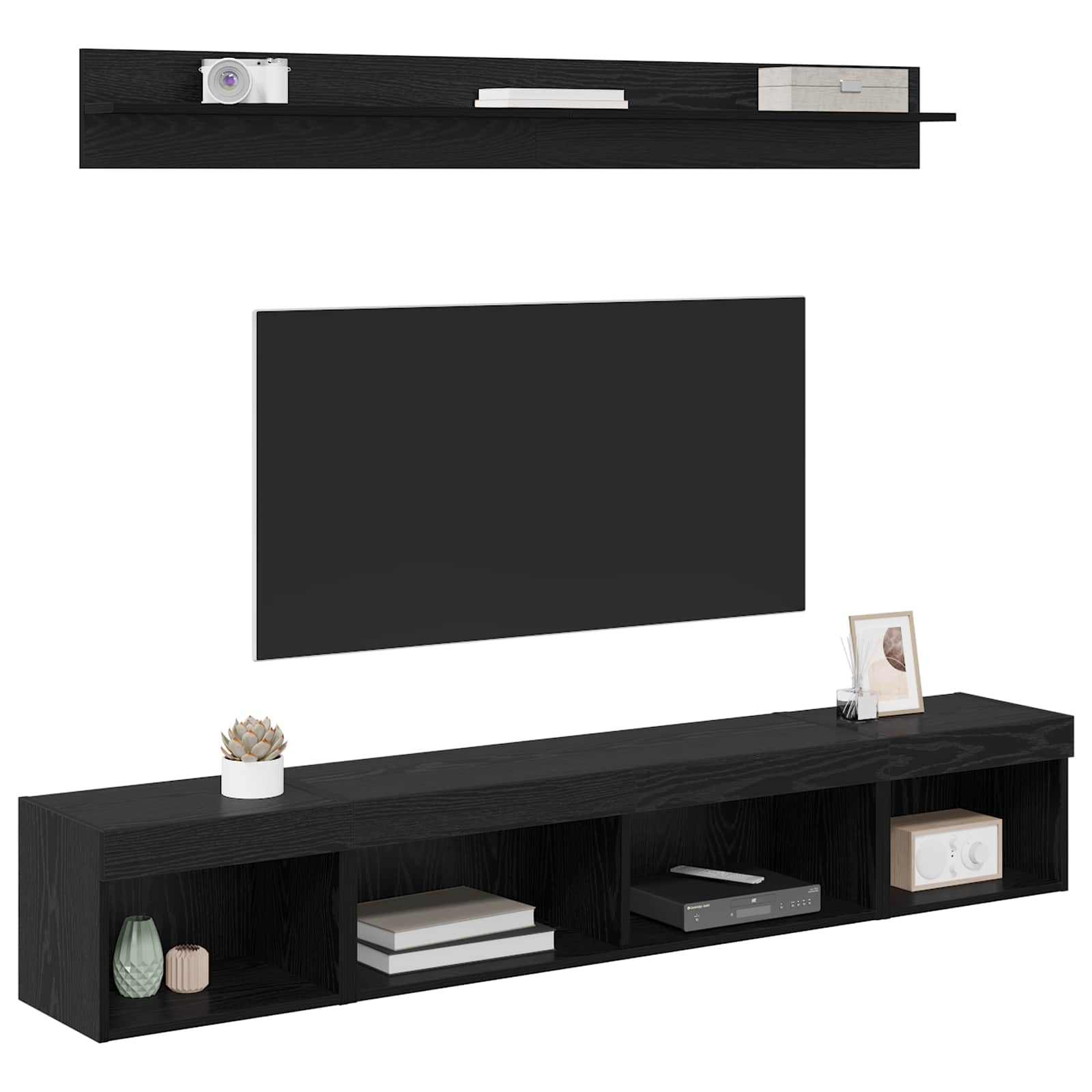 Set zidnog ormarića za TV 5 pcs Crni hrast Konstruirano drvo