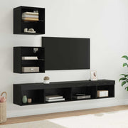 TV zidne jedinice s LED-om 5 pcs Crni hrast Konstruirano drvo