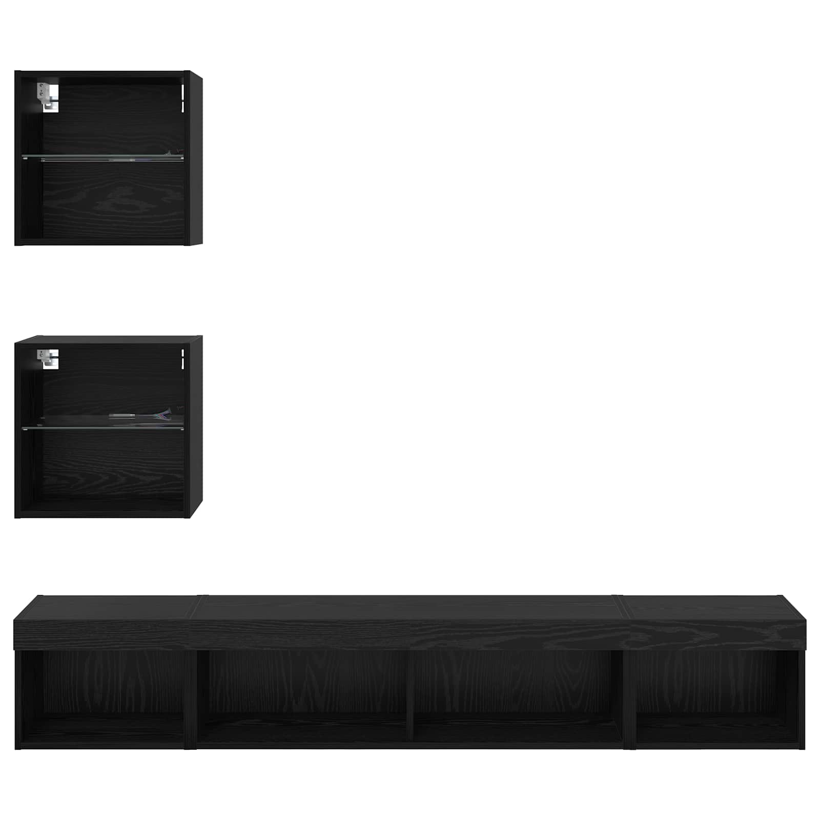 TV zidne jedinice s LED-om 5 pcs Crni hrast Konstruirano drvo