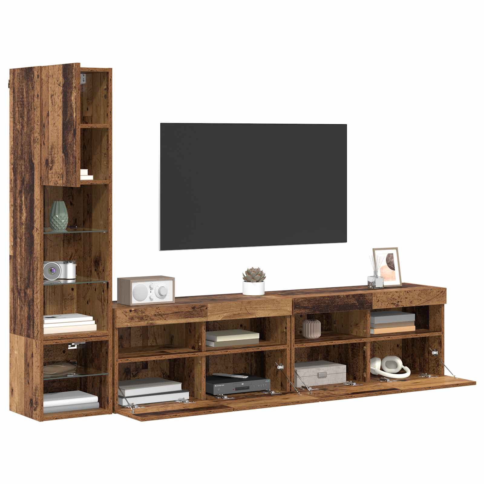 TV zidna jedinica Zidne 4 pcs Staro drvo Konstruirano drvo