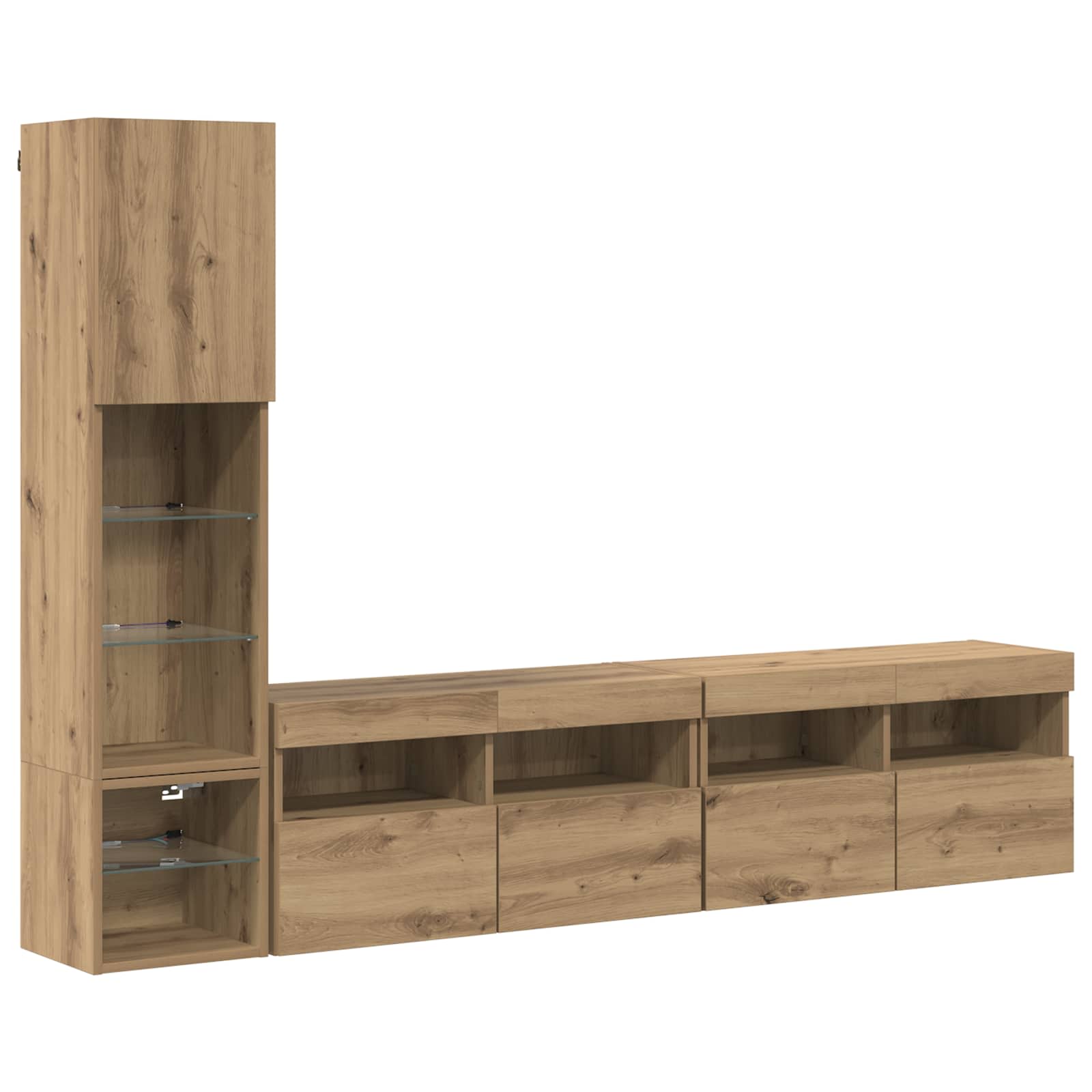 TV zidna jedinica 4 pcs Umjetnički hrast Konstruirano drvo