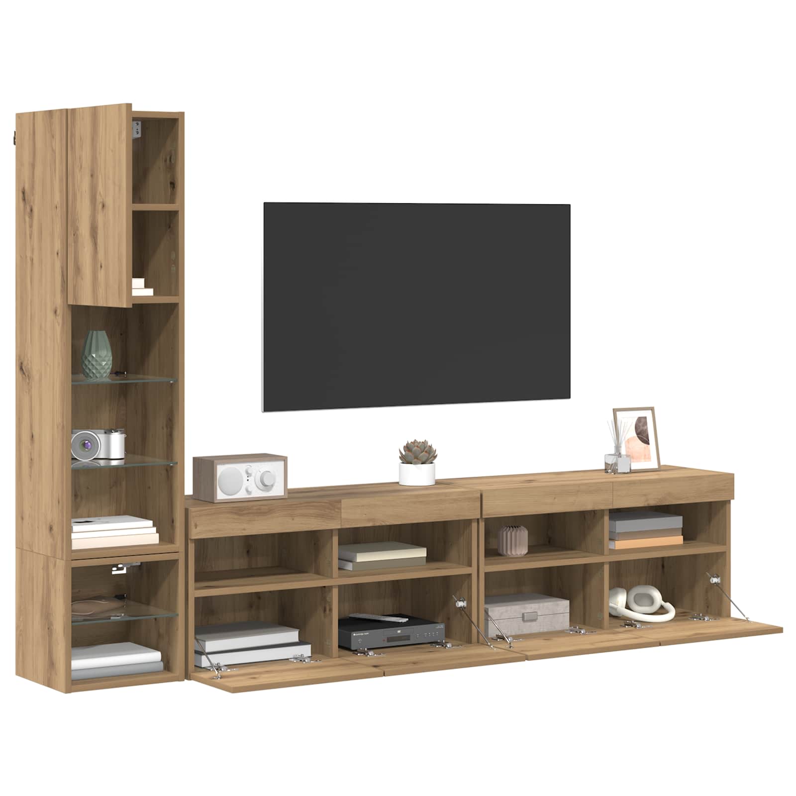 TV zidna jedinica 4 pcs Umjetnički hrast Konstruirano drvo