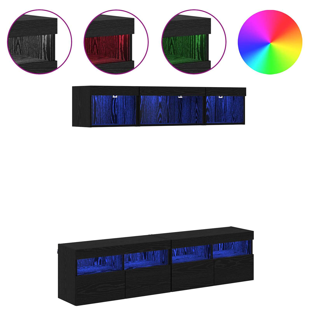 TV zidne jedinice s LED-om 5 pcs Crni hrast 80 x 30 x 40 cm
