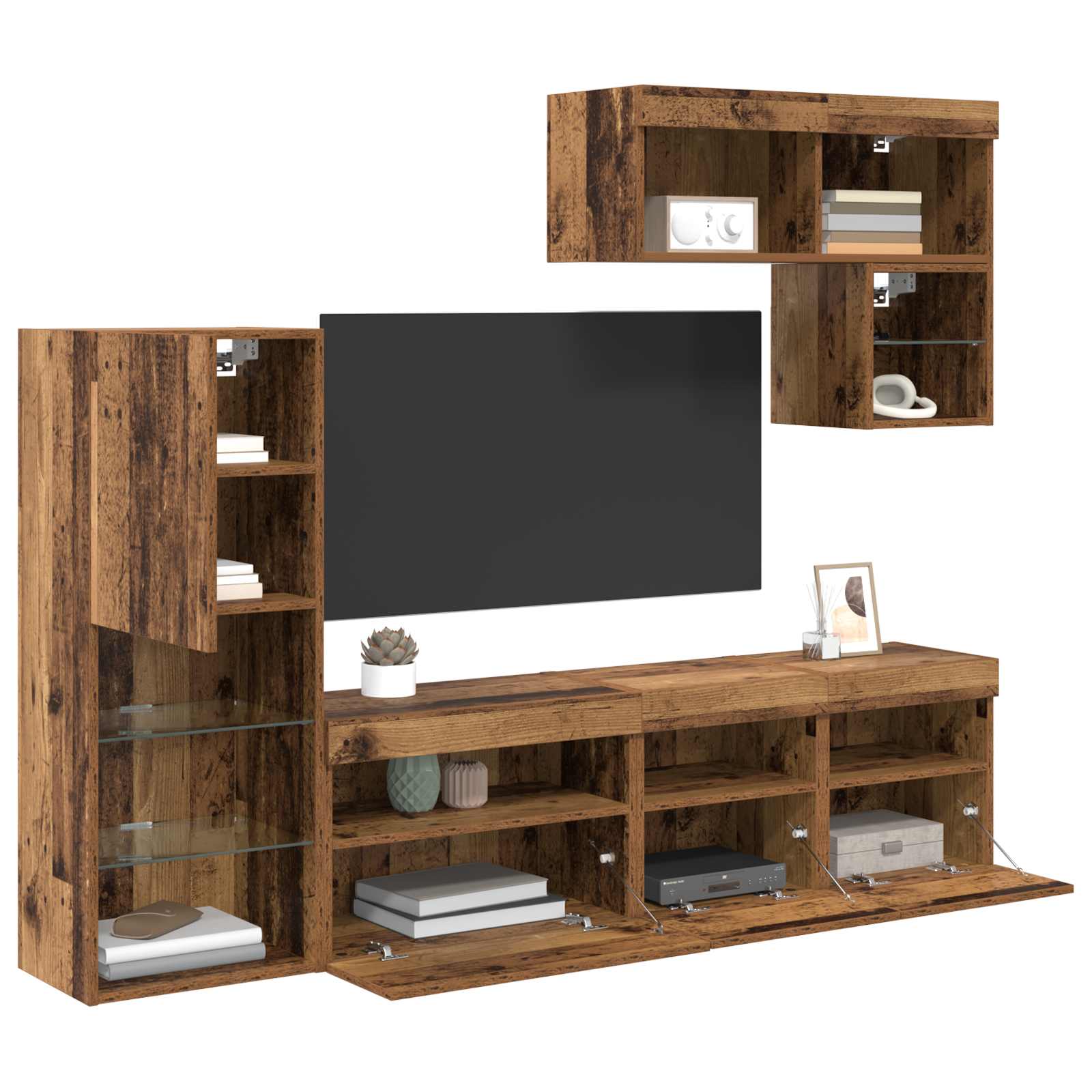 TV zidne jedinice Zidne 6 pcs Staro drvo Konstruirano drvo