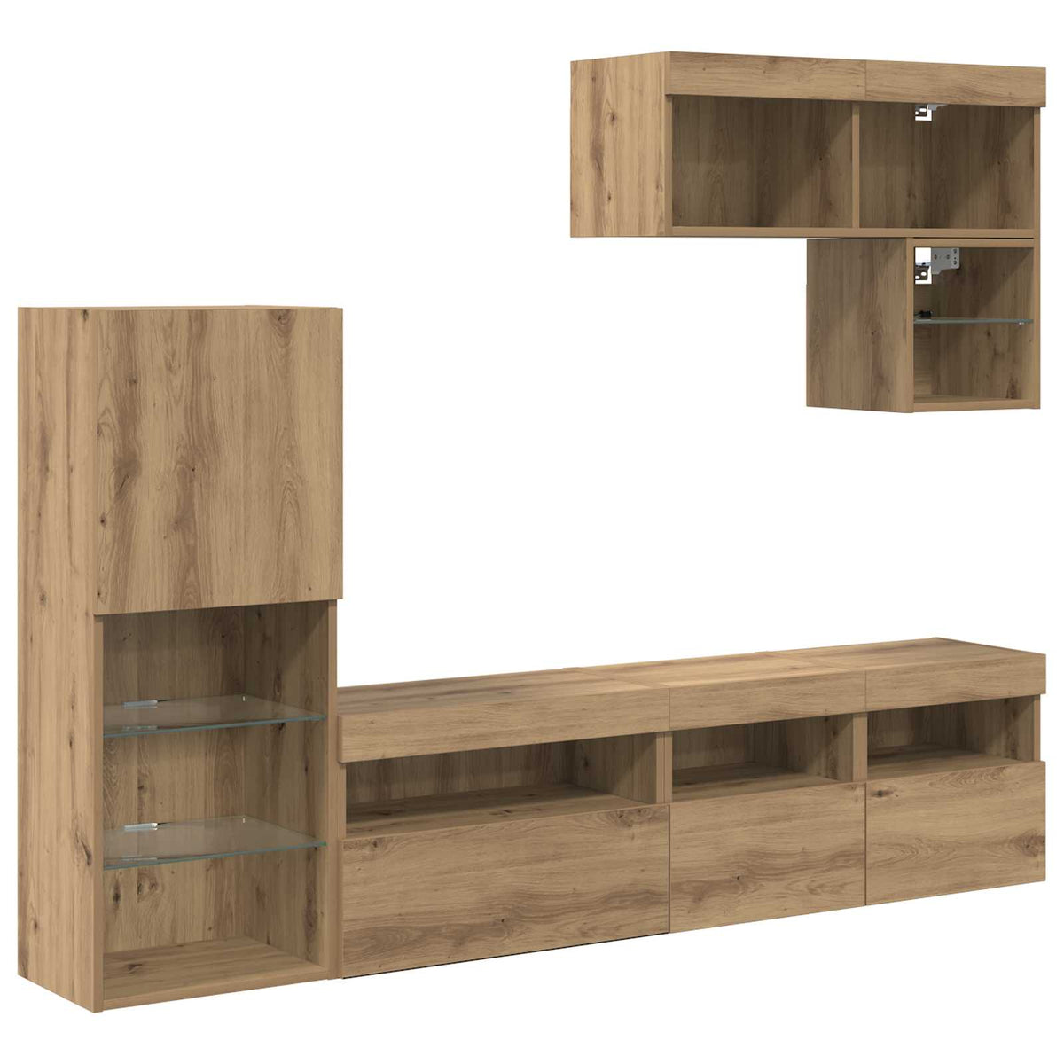 TV zidne jedinice 6 pcs Umjetnički hrast Konstruirano drvo