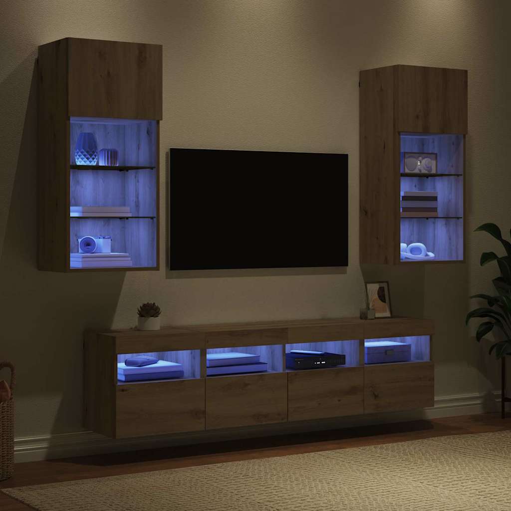 TV zidne jedinice s LED-om 5 pcs Umjetnički hrast