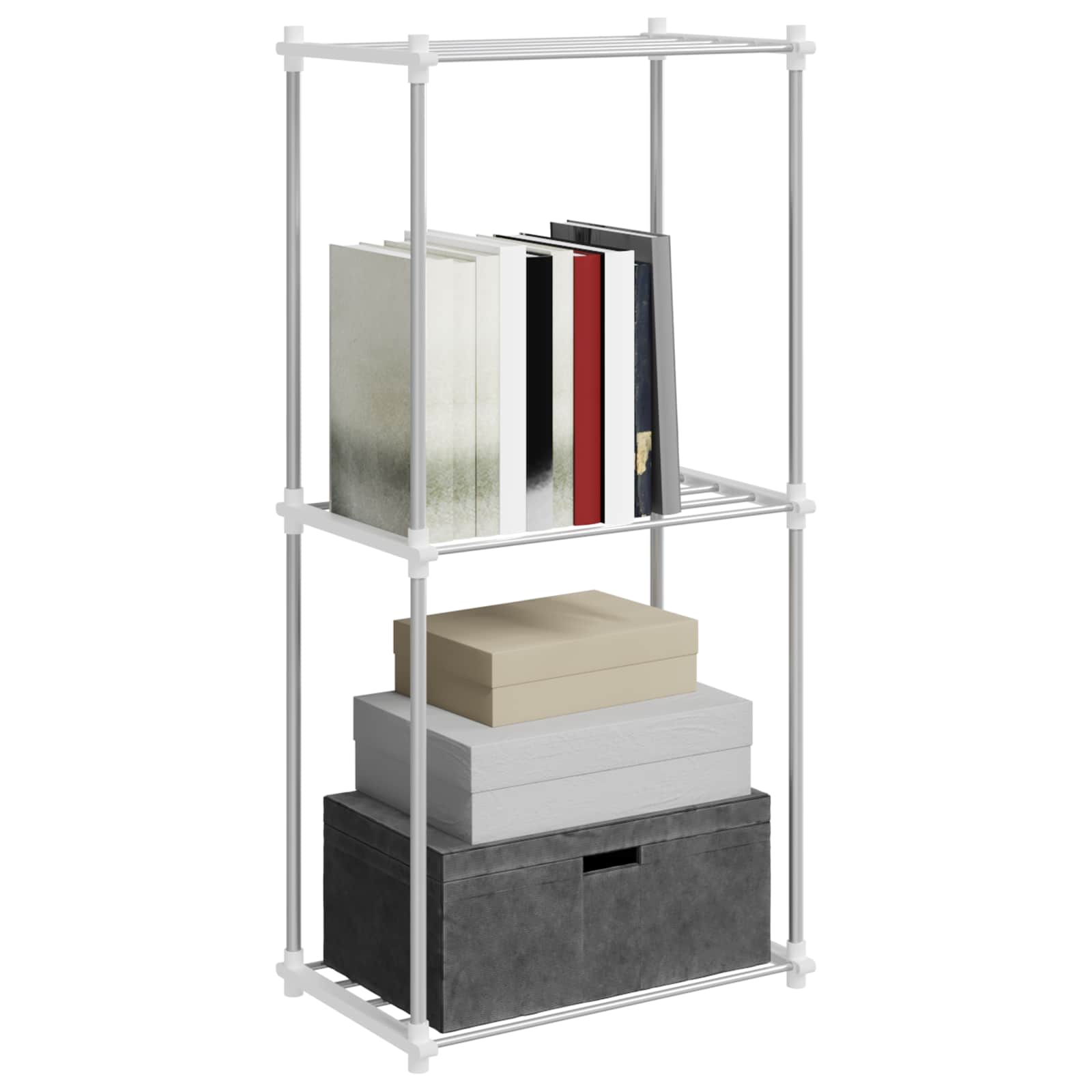 Cijevna polica s pohranom Bijelo 42,5 x 27 x 91,5 cm Aluminij