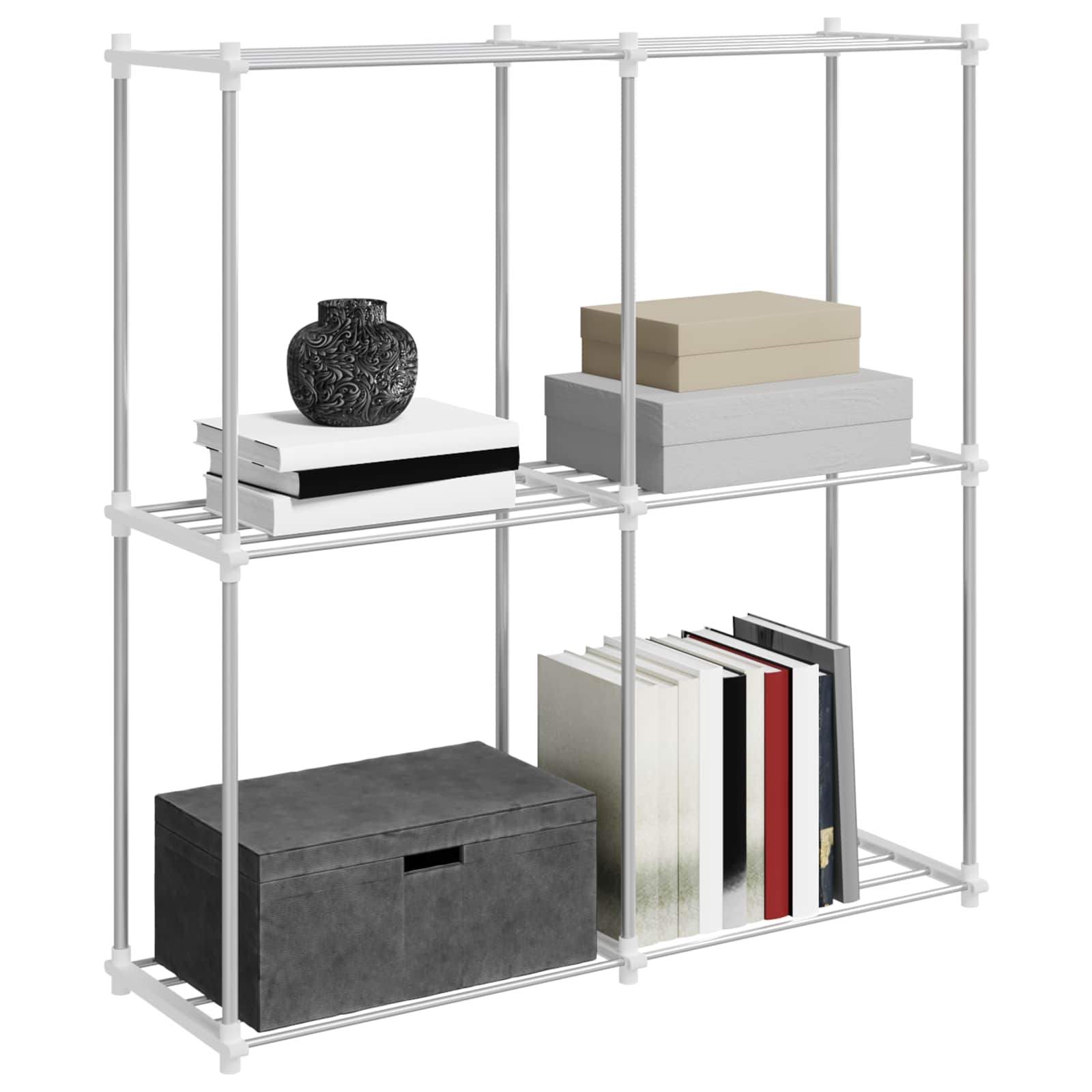 Cijevna polica s pohranom Bijelo 86 x 27 x 90 cm Aluminij