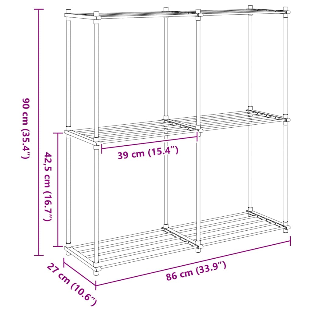 Cijevna polica s pohranom Bijelo 86 x 27 x 90 cm Aluminij