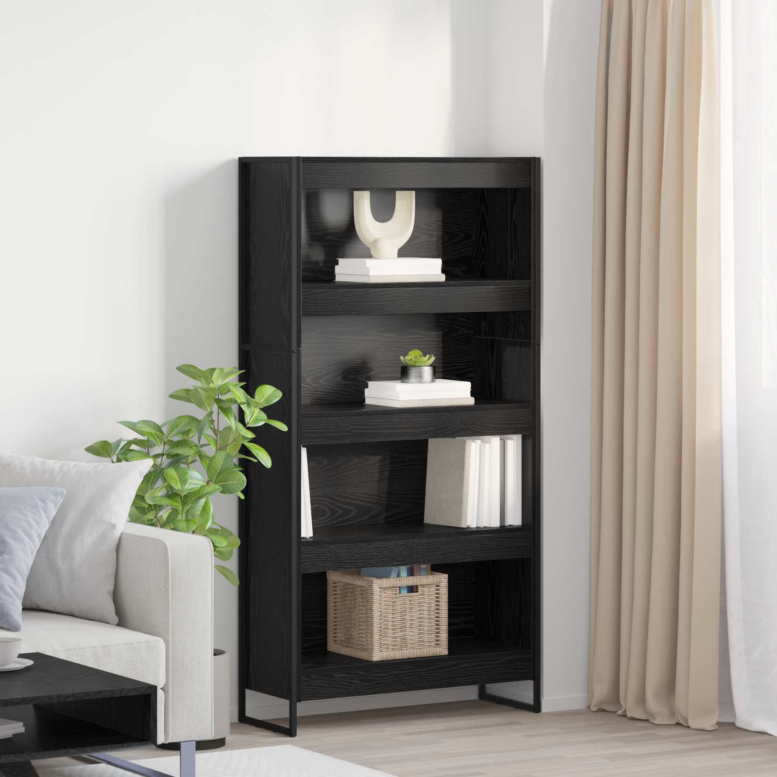 Ormarić za knjige 2 pcs Crni hrast 80 x 30 x 155 cm