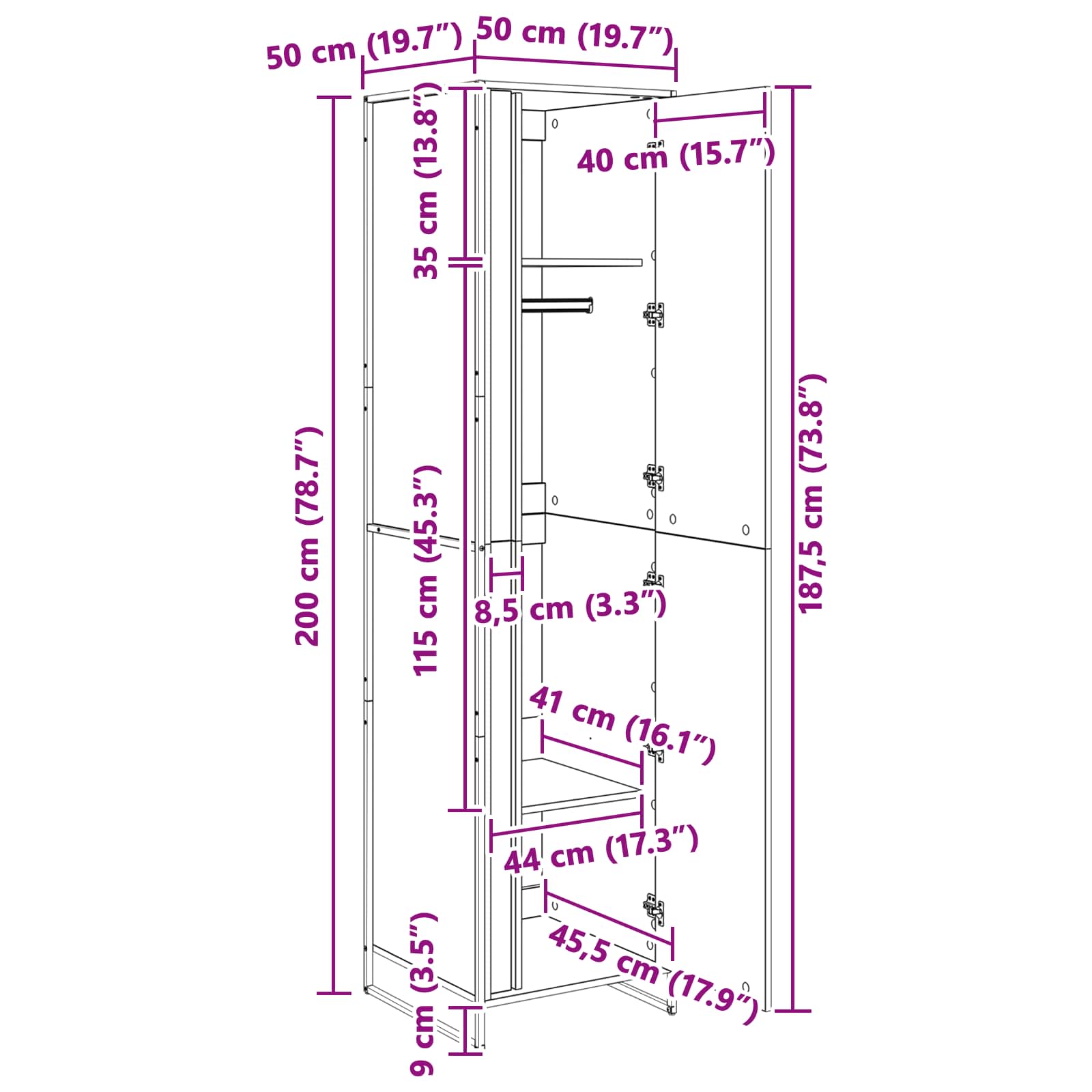 Ormar Umjetnička hrastovina 50 x 50 x 200 cm Konstruirano drvo