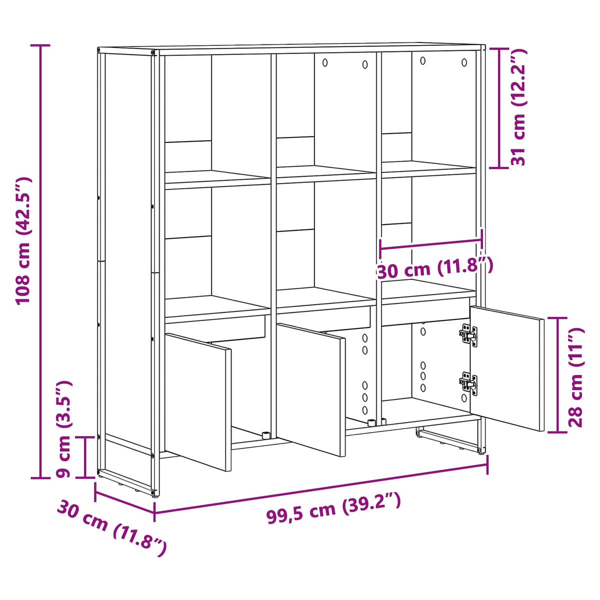 Ormarić za knjige 2 pcs Dimni hrast 99,5 x 30 x 108 cm