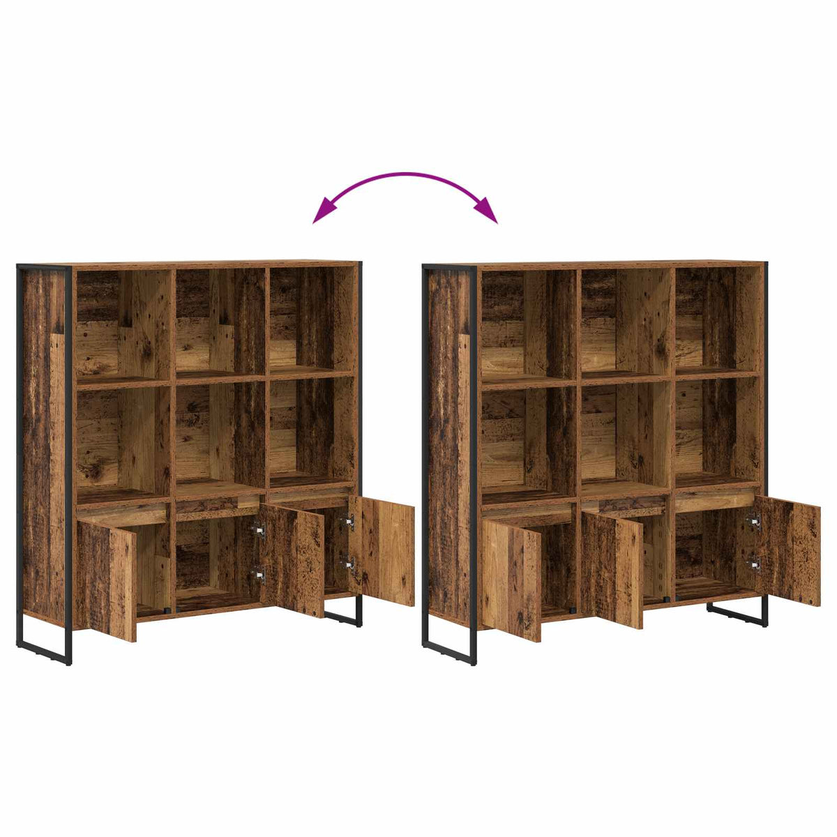 Ormarić za knjige 2 pcs Staro drvo 99,5 x 30 x 108 cm