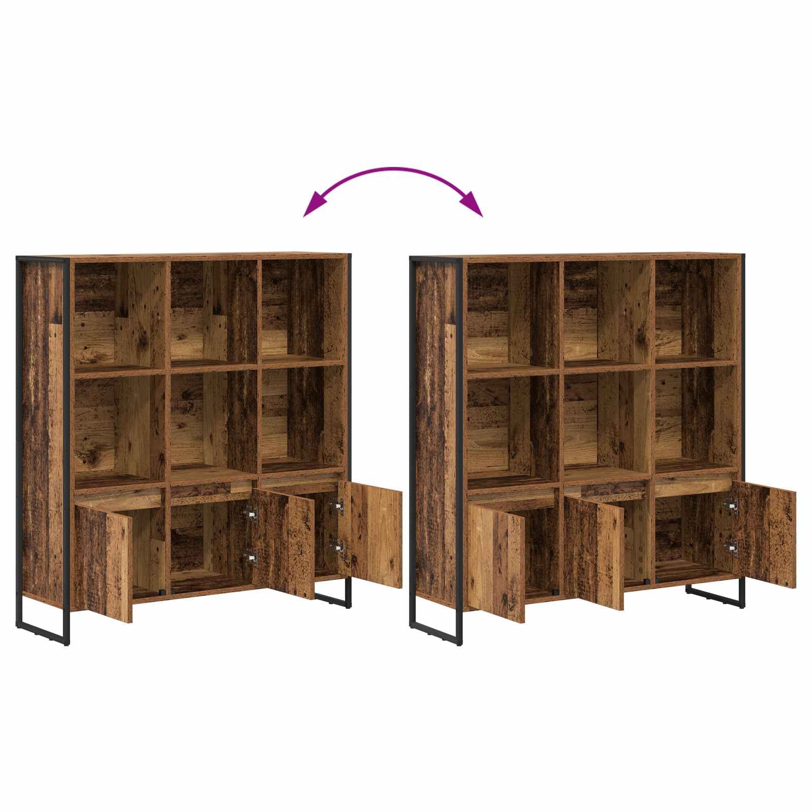 Ormarić za knjige 2 pcs Staro drvo 99,5 x 30 x 108 cm
