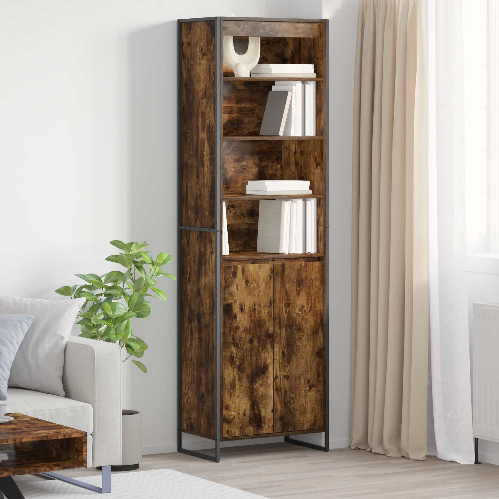 Visoki ormari Dimni hrast 60 x 36 x 200 cm Konstruirano drvo