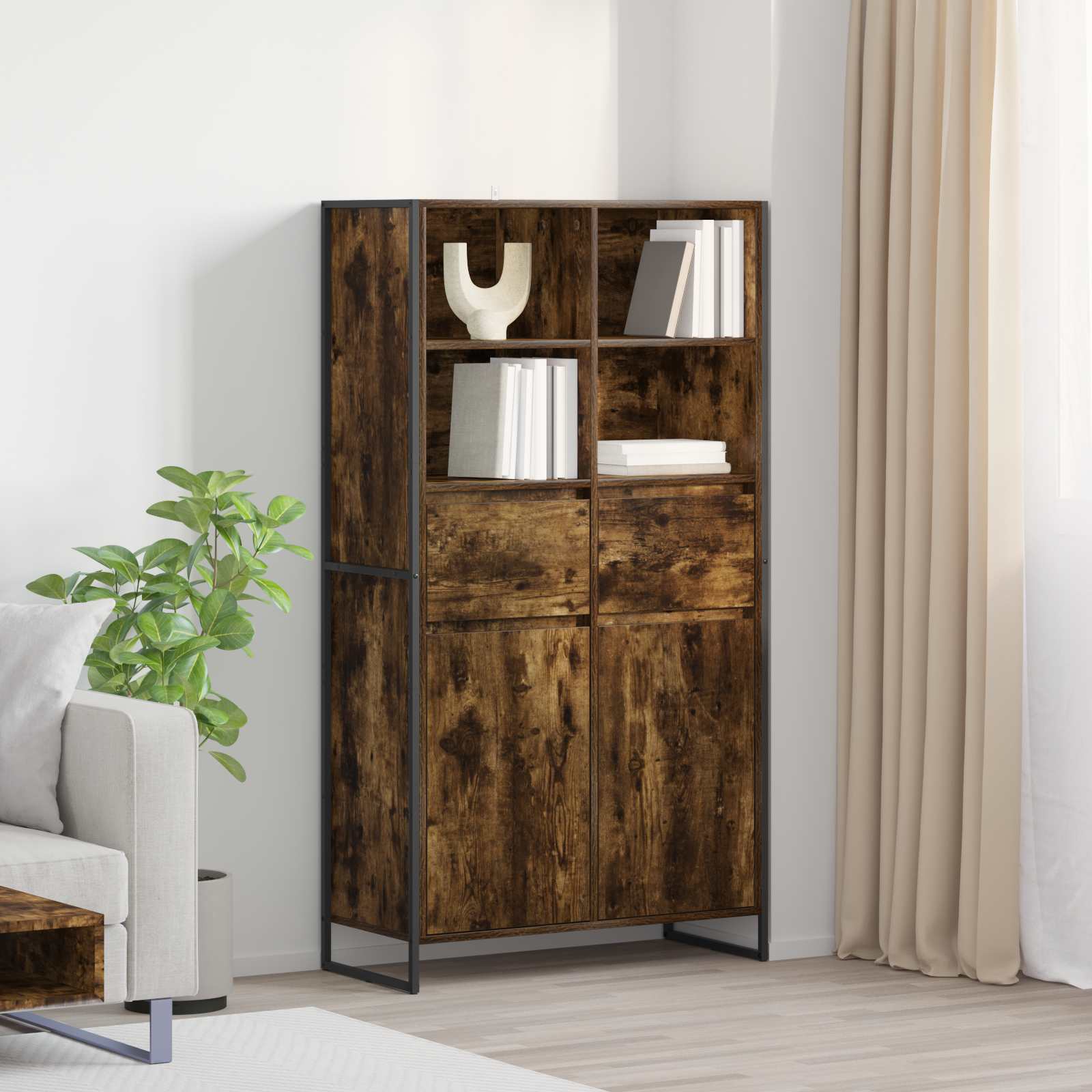 Kreveta 2 pcs Dimni hrast 81 x 36 x 150.5 cm Konstruirano drvo